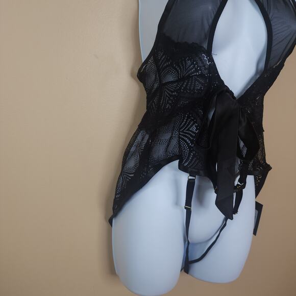 Fredericks Of Hollywood Brielle Babydoll LAce Sheer in Black Size L/XL - Picture 5 of 12